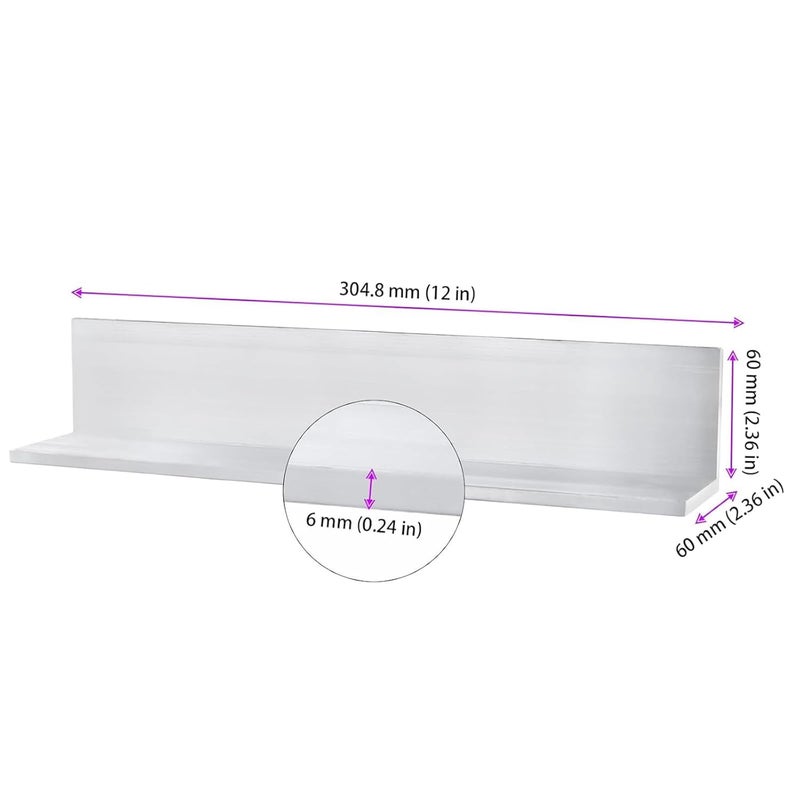 HAKZEON 2 Pcs 2.4 x 2.4 x 1/4 Inch Aluminum Angle Stock, 12 Inch Length 6061 Aluminum Angle, Metal Aluminum Angle Bar, Aluminum 90 Degree Corner Trim for Architecture Construction, - Image 2